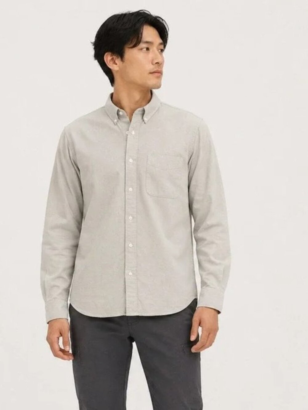 EVERLANE Men’s Slim Fit Oxford Shirt Light Gray Button Down, size S